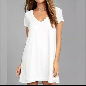 Lulus Freestyle White Shift Women’s Dress XS Short Sleeve 100% Polyester